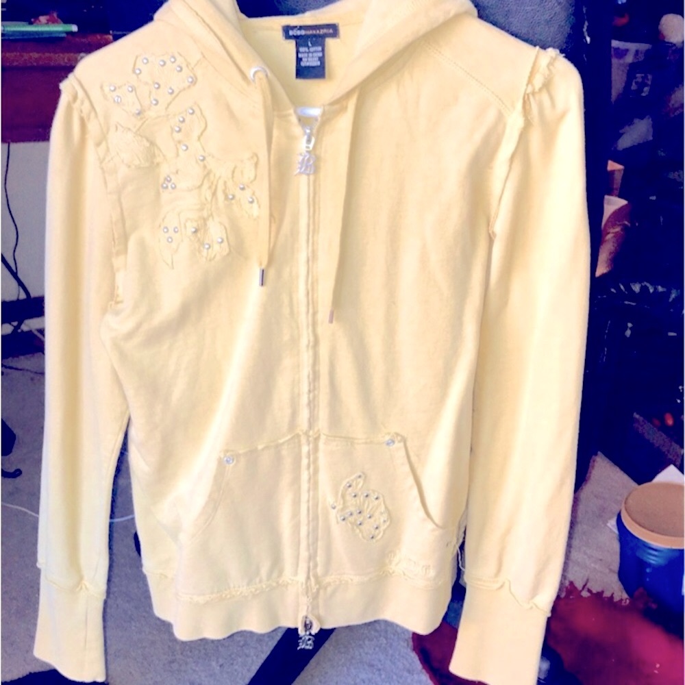 BCBG Yellow Hoodie with Embellishments